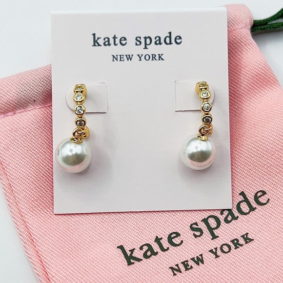 NWT Kate Spade Pearl Drop Huggies - Picture 2 of 2